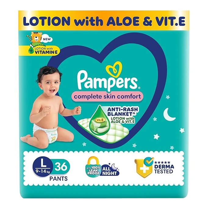 Pampers Diaper, Anti-rash blanket, Large size baby Diapers, (L) 36