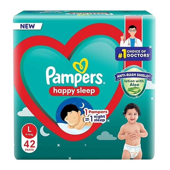 Pampers Baby Diaper, Large (L), 42 Count