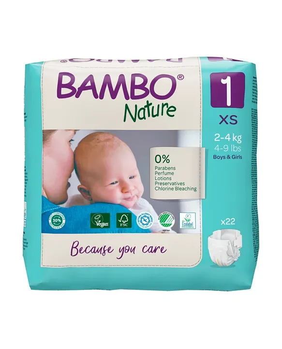 Bamboo Nature Diaper XS - 22Pieces