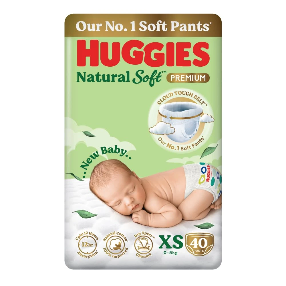 Huggies Natural Soft Premium Diaper Pants - XS 40 Pcs