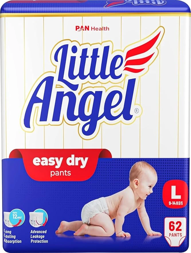 Little Angel Baby Easy Dry Diaper Pants L Size, 9-14 Kgs - L (62 Pieces)