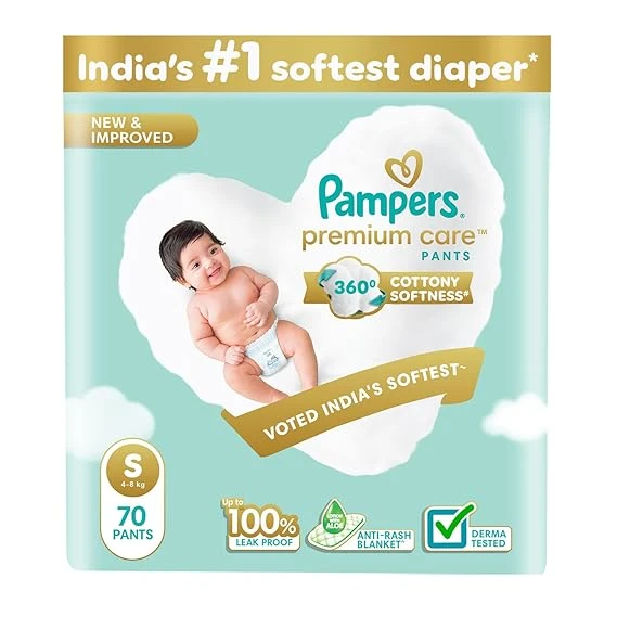 Pampers Premium Care Pant Style Baby Diapers,(S), 70 Count