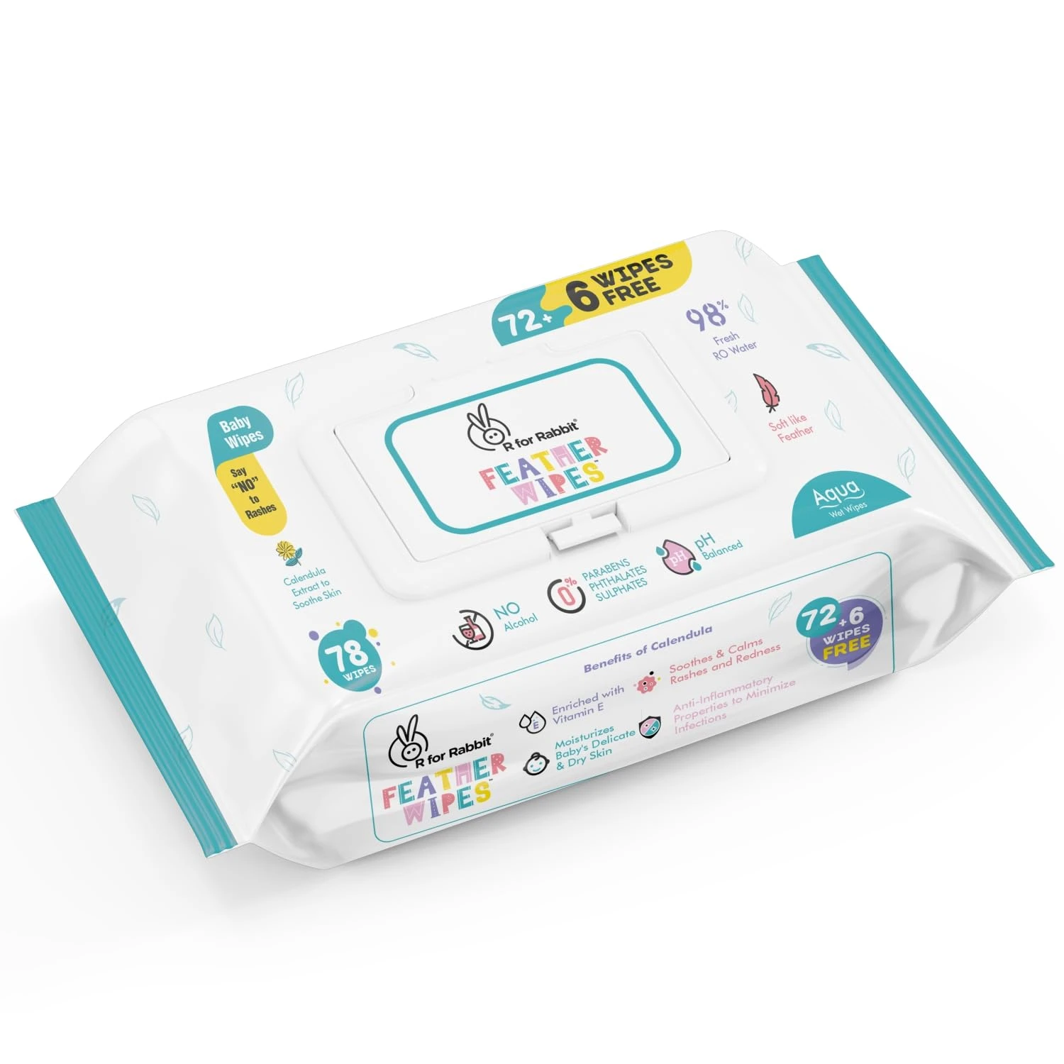R For Rabbit Feather Aqua Baby Wipes  Of 78 Units