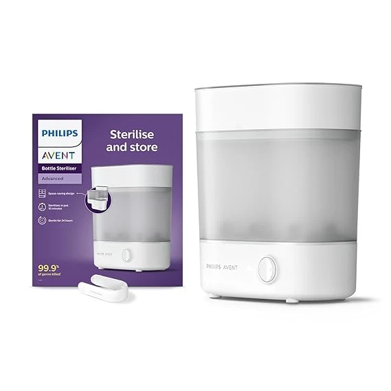 Philips Avent Sterilizer I No.1 Brand Recommended by Moms Worldwide | Kills 99.9%* Germs in 10 mins Cycle with Natural Steam Sterilization I Stays Sterile Upto 24hrs* | SCF291/00