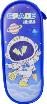 Pencil Pouch Geometry Box for Kids Astronaut Pencil Case blue