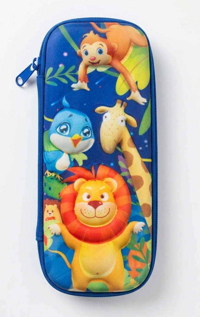 Pencil Pouch Geometry Box for Kids animale Pencil Case blue