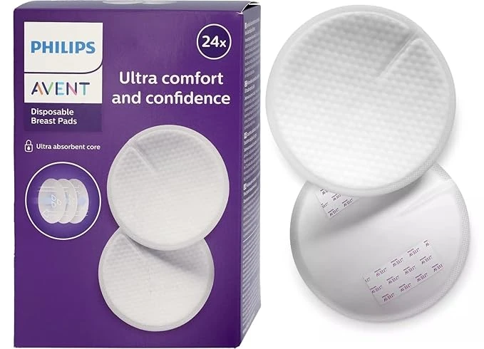 Philips Avent Ultra Absorbent Nursing Breast Pads by Fratelli |Disposable Maternity Pads| Highly Absorbent & Soft| Discreet Fit Breastfeeding pad | Pack of 24
