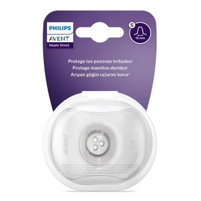 Philips Avent Silicon Nipple Sheild/Nipple Protector | Shaped to Allow Skin Contact | Protect Sore Nipples | Small |1 Pair (15mm)