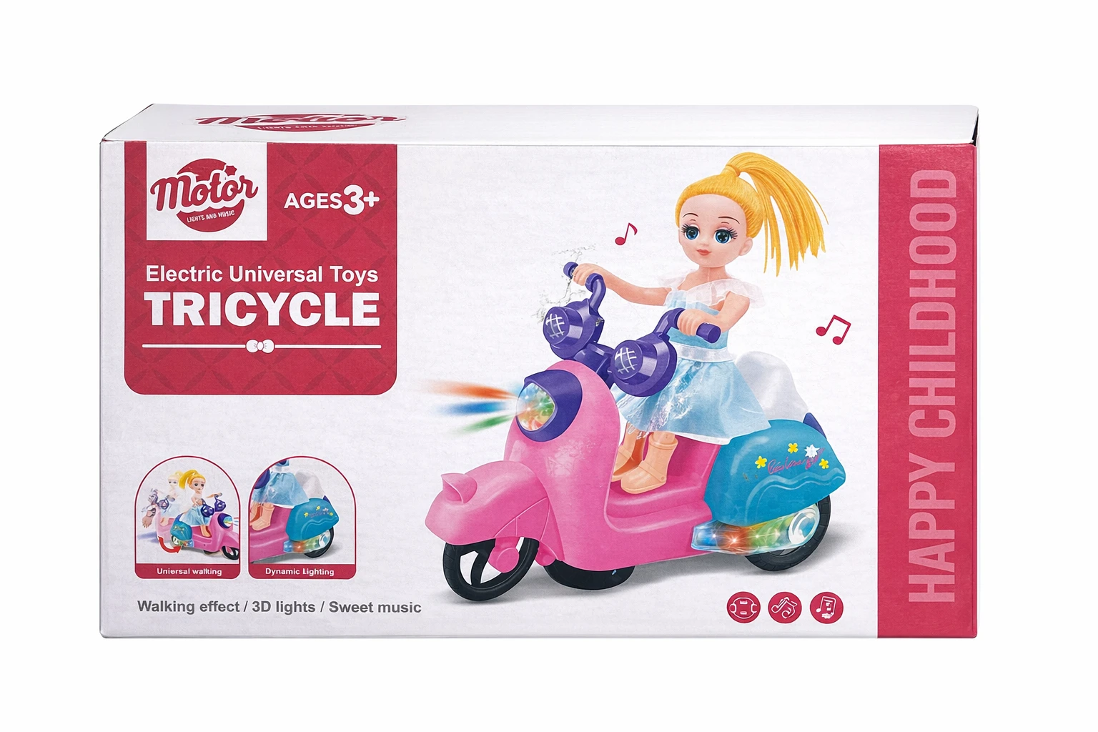 Motor Electric Toy Tricycle with Lights & Music for Kids (3+ Years)