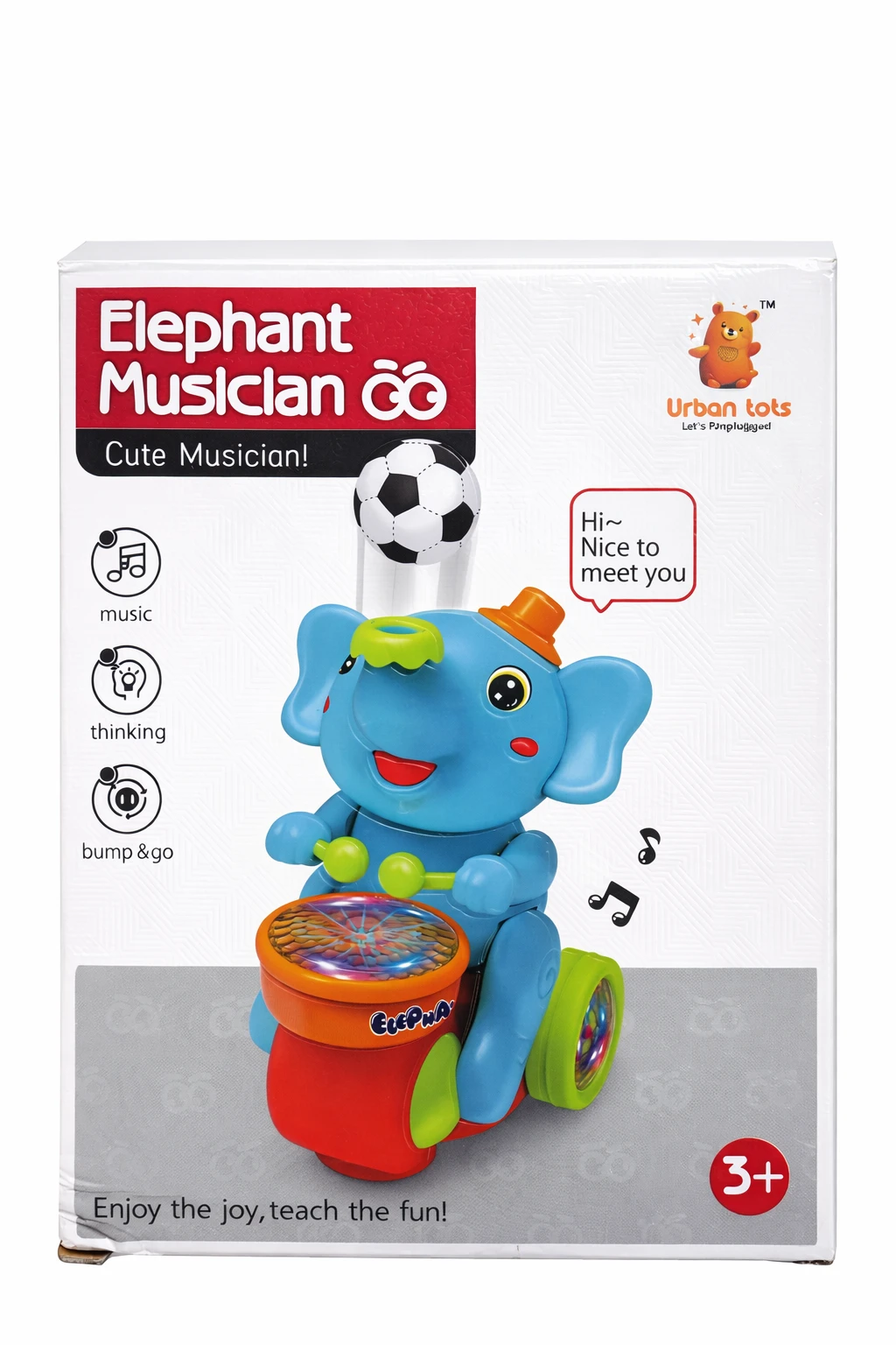 Elephant Musician Bump & Go Toy with Lights & Music for Kids (3+ Years) 🐘🎵