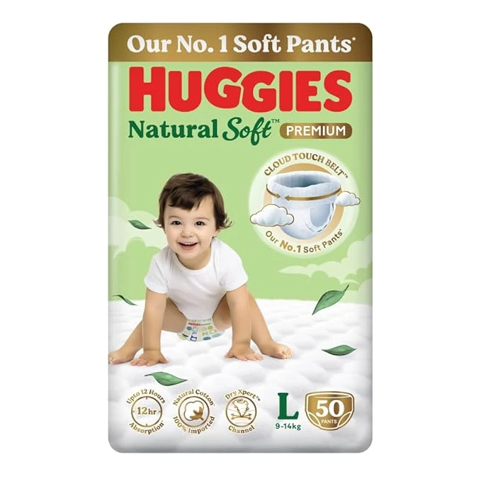 Huggies Natural Soft Premium Baby Diaper L  50 diapers