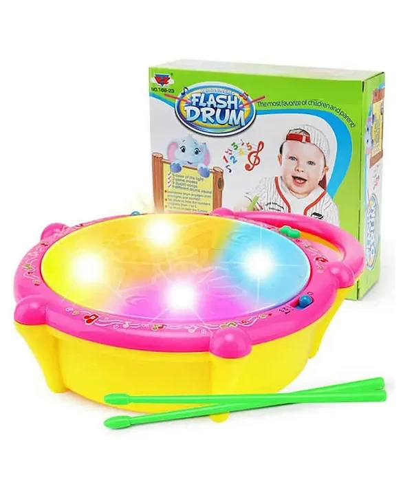 Baby Toys Musical Flash Drum With Light And Sticks