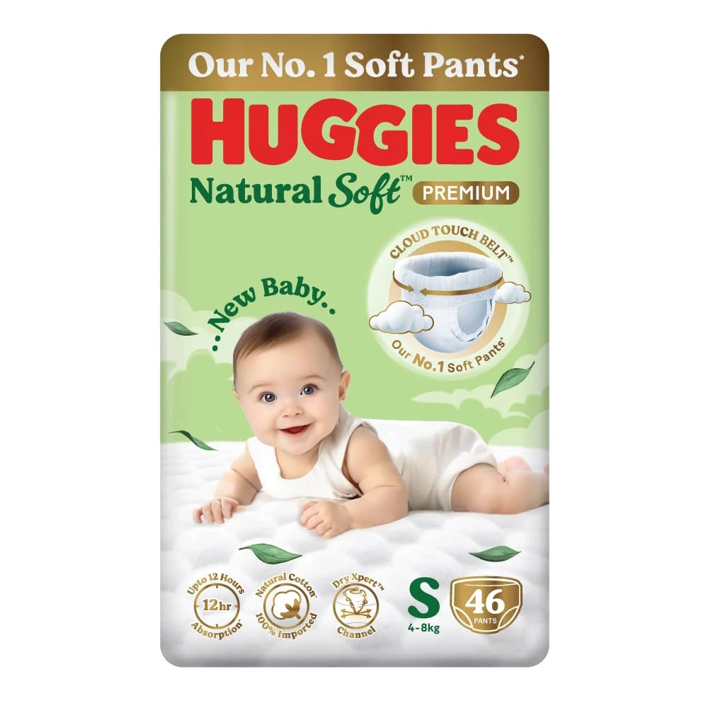 Huggies Natural Soft Premium Baby Diaper Pants, S 46