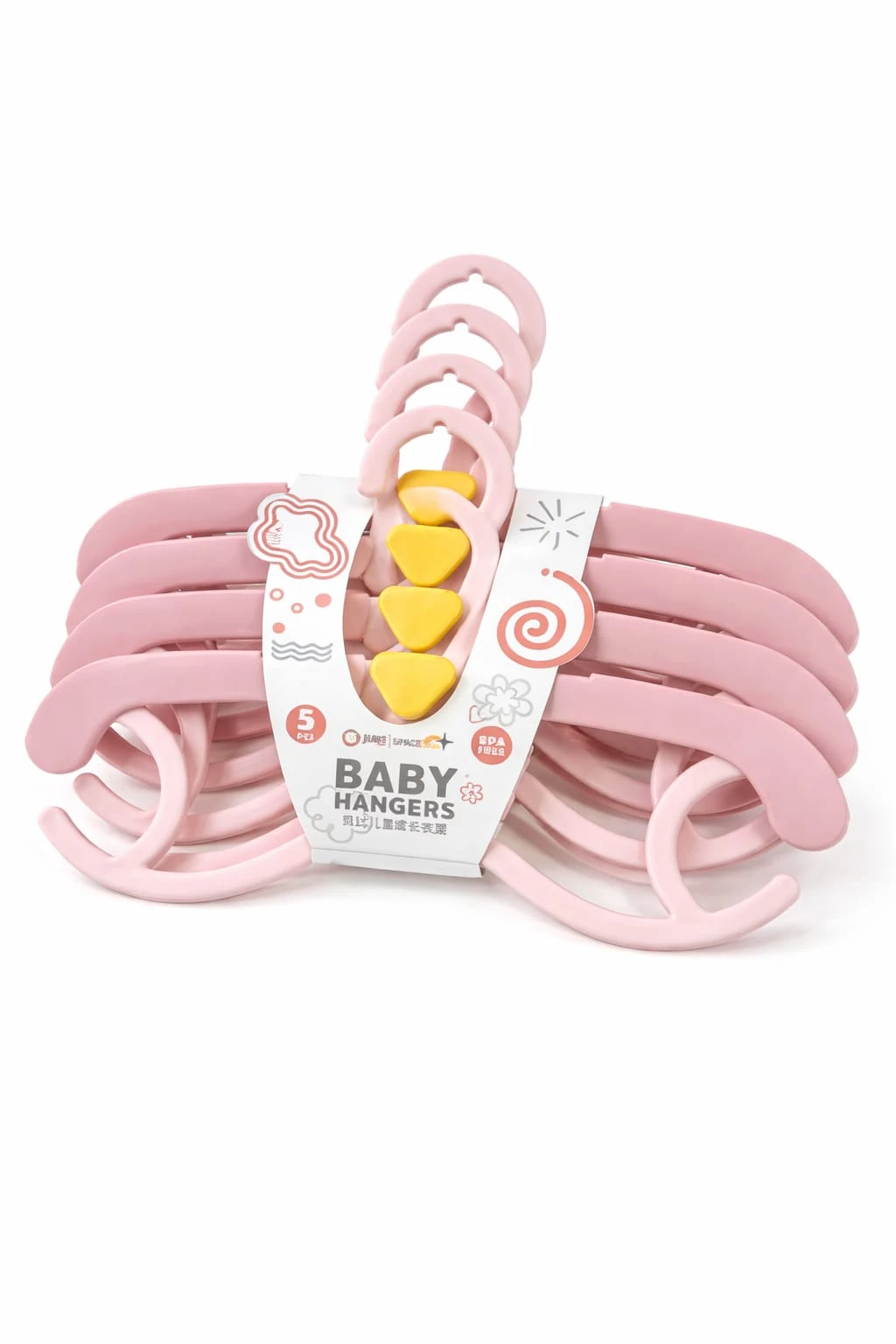 Jiayi Baby (Pack of 5) Kids Hangers for Clothes | Pink