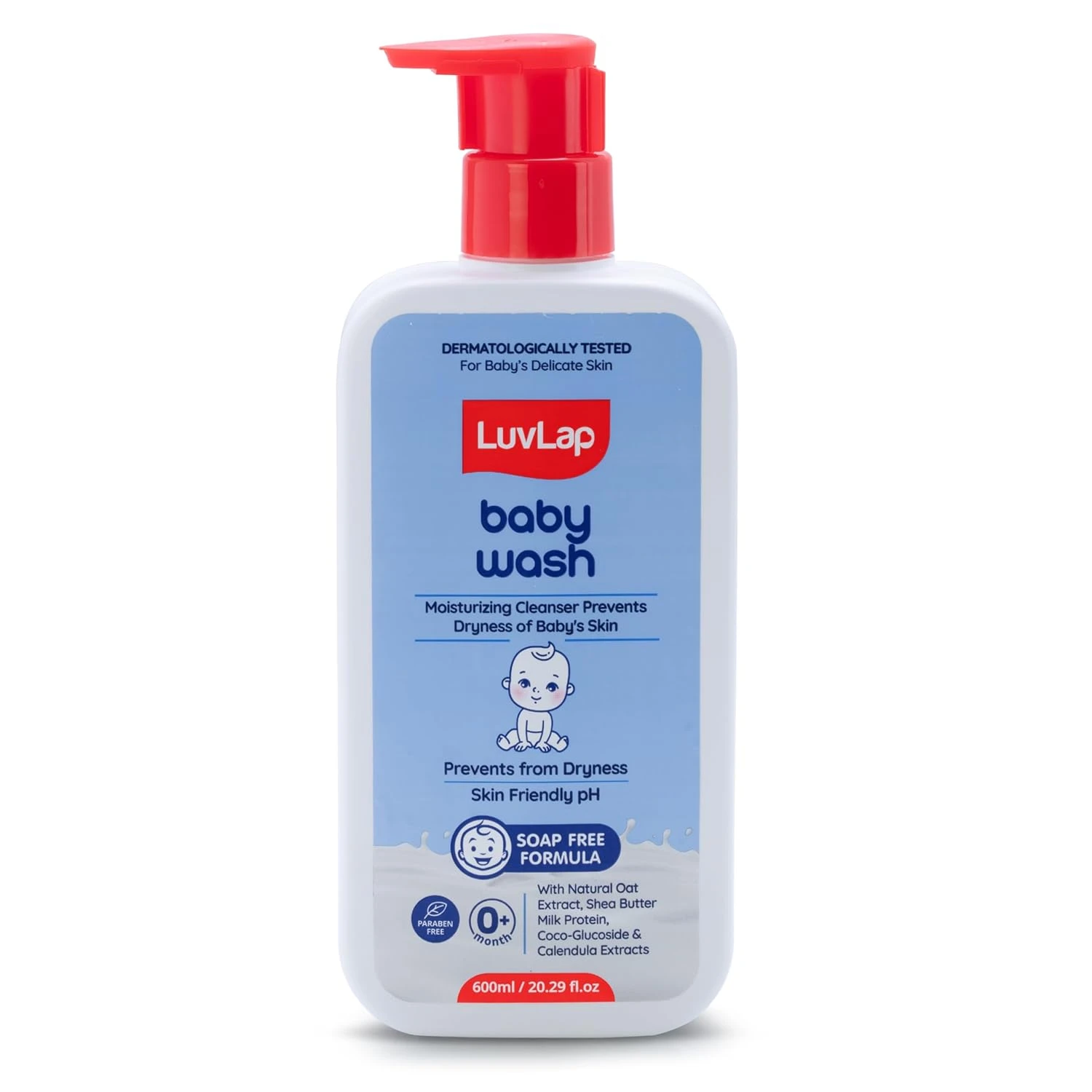 LuvLap Baby Wash - 600ml, with Milk Protein, Oatmeal, Shea Butter