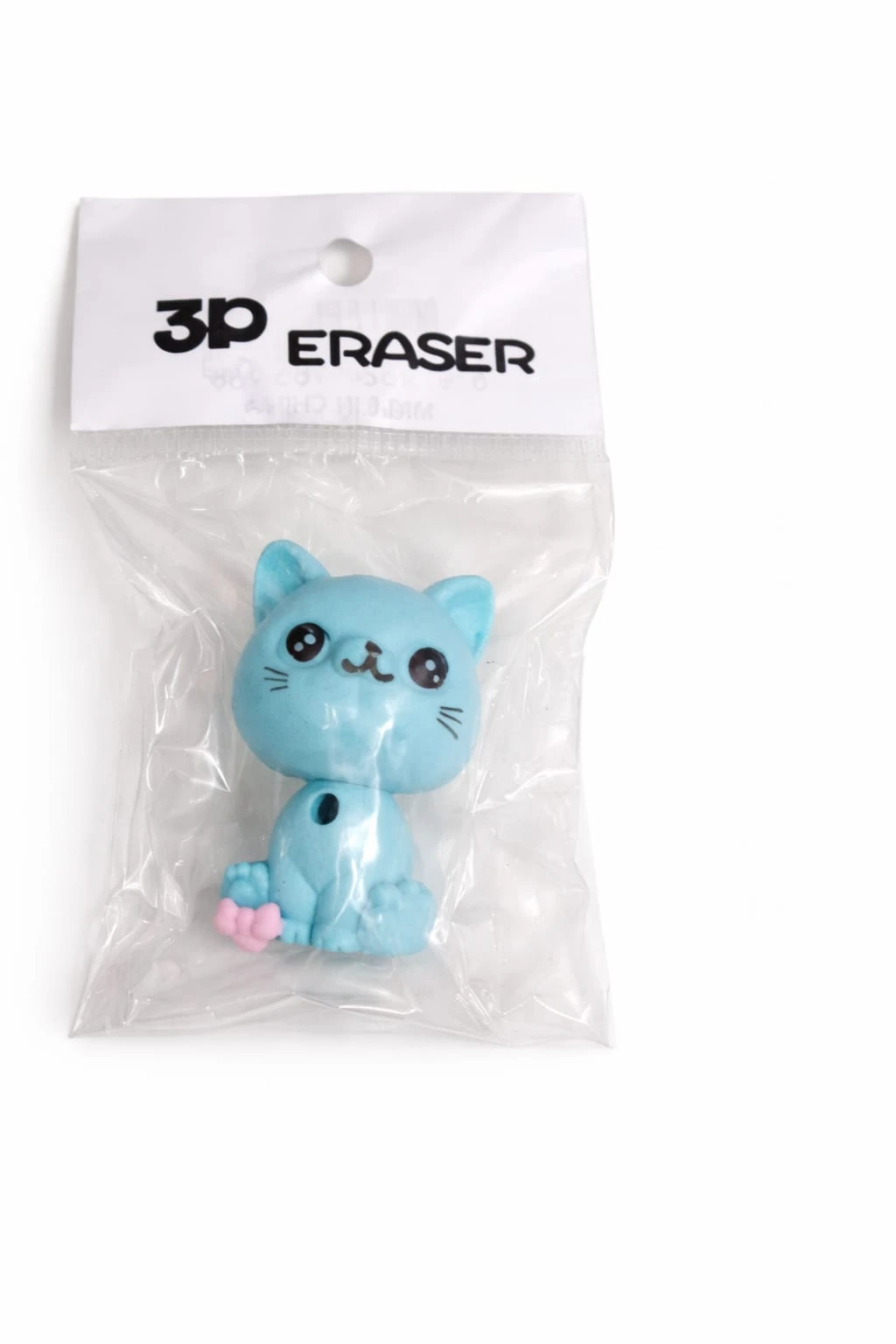 Cute cat Character Eraser for Kids – Soft Rubber Cartoon Eraser blue