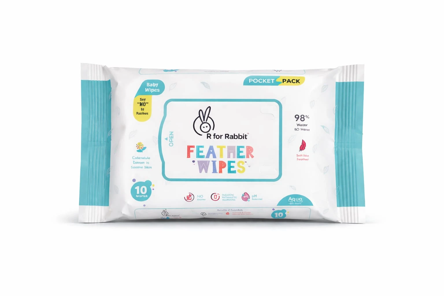 R for Rabbit Feather 10 Baby Wet Wipes for new born