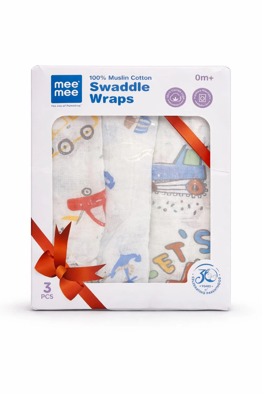 Mee Mee 100% Cotton Muslin Swaddle Wrap for Newborn Baby (120 × 100 cm) (PK-3)