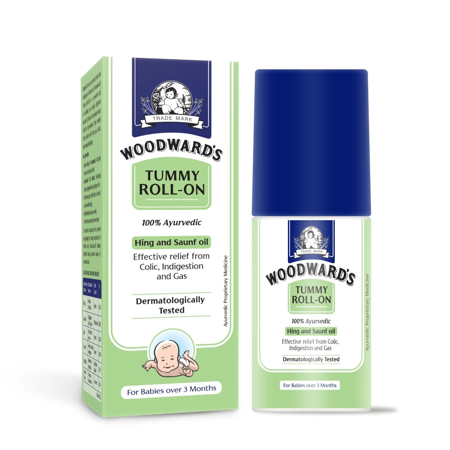 Woodward's Tummy Roll On for Baby, Colic Relief | Indigestion & Gas with Hing & Saunf Oil | 100% Ayurvedic - 40ml