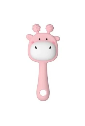 Baby Natural Easy Grip Silicone Rattle Teether Pink