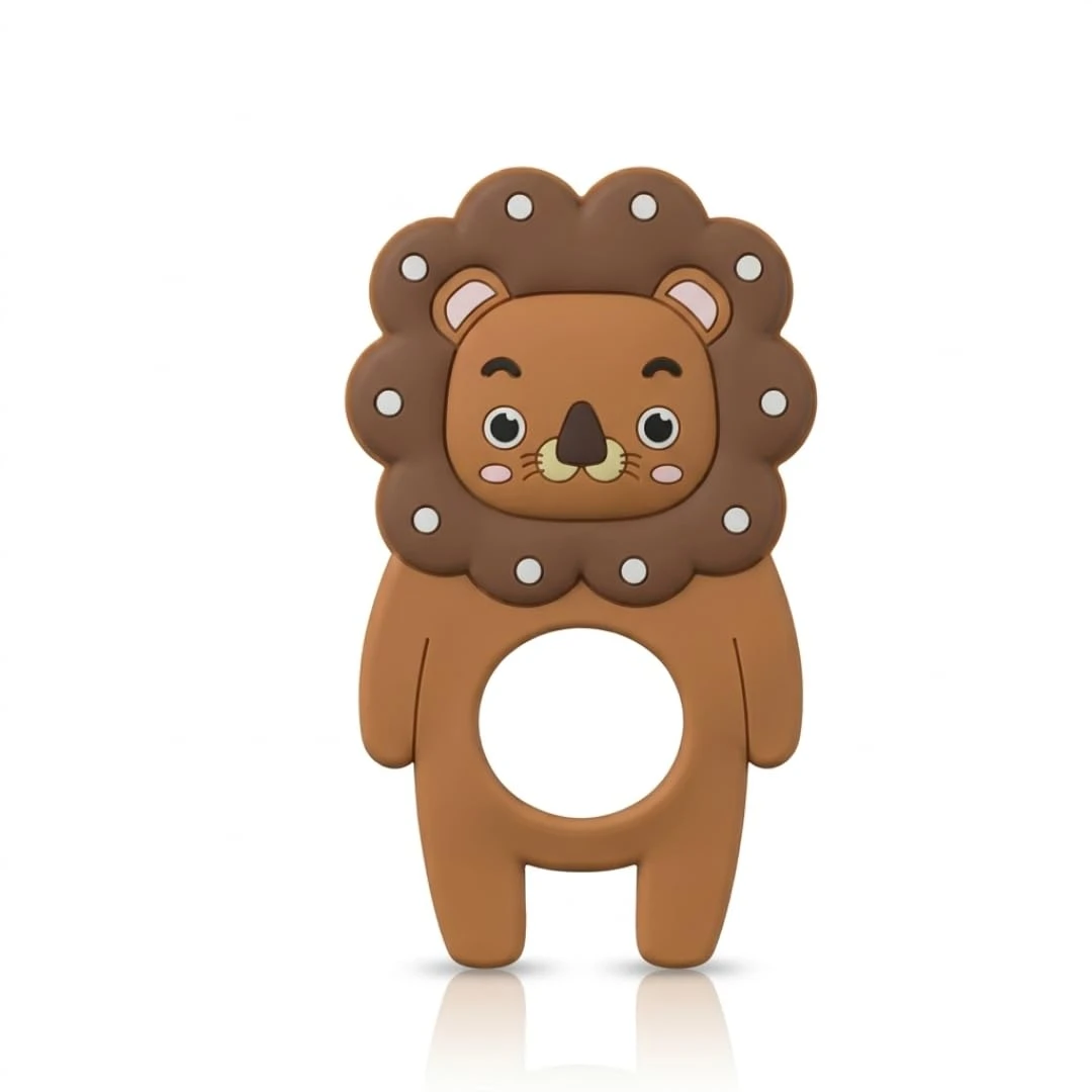 Organic Kidz Silicone Baby Teething Lion Shape Brown Color Teether