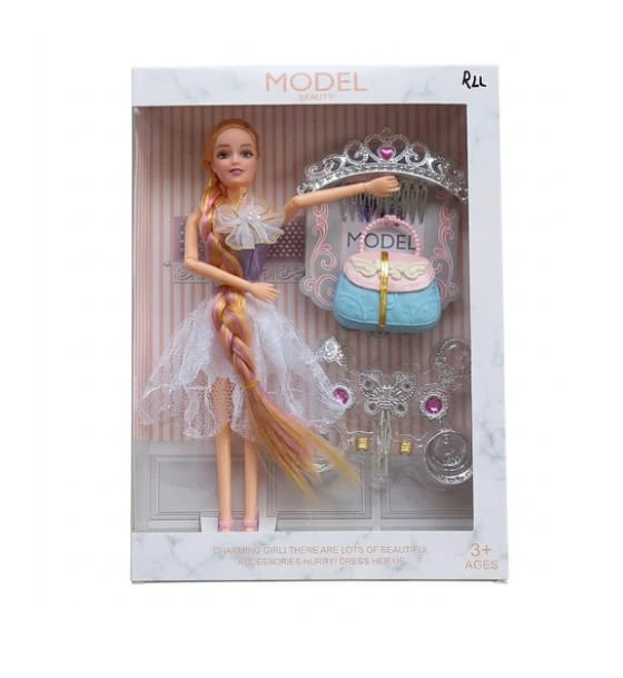 Model Beauty Charming Girl Doll Purple & white Dress