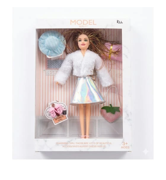 Model Beauty Charming Girl Doll white & silver colour Dress