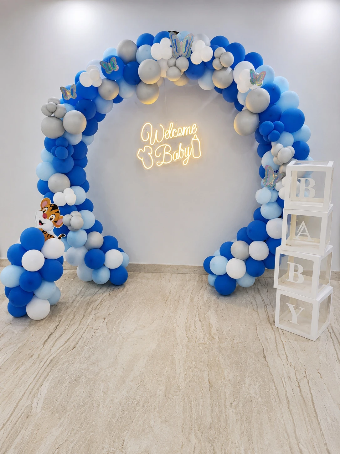 Blue Welcome Baby Decoration Setup