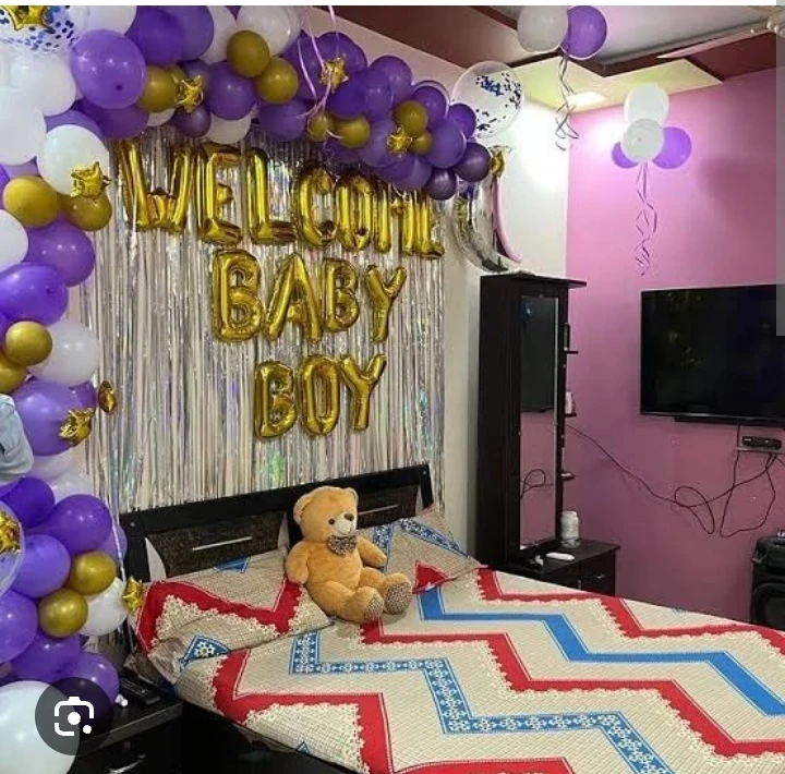 Welcome Baby Boy Purple Decoration