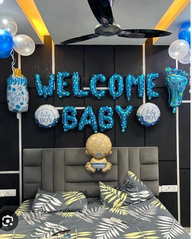 Welcome Baby Blue Balloon Decoration