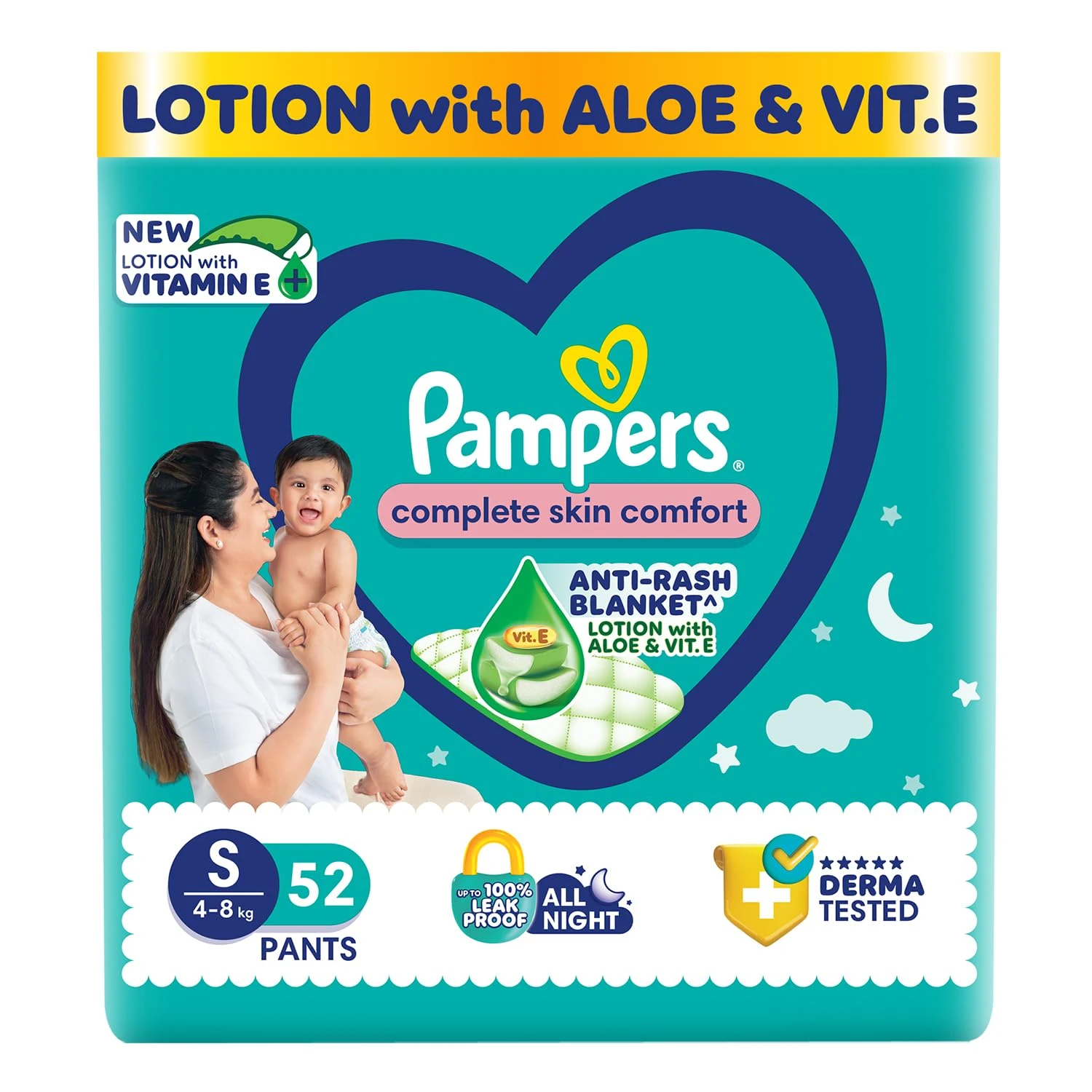 Pampers Complete Skin Comfort Pants, S 52 Count, 4-8 kg