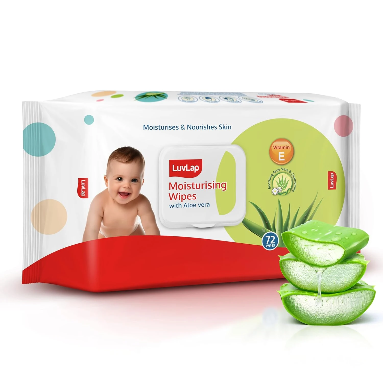 LuvLap Moisturising Wet Wipes with Lid For Baby Skin,72 Wipes