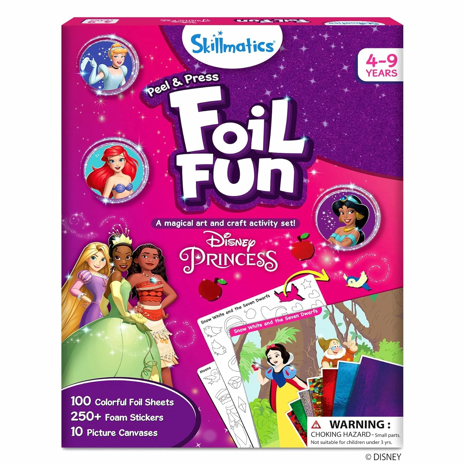 Skillmatics Foil Fun - Disney Princess, Mess-Free Art & Craft Kits for Kids, DIY Creative Activity, Gifts for Boys & Girls Ages 4, 5, 6, 7, 8, 9