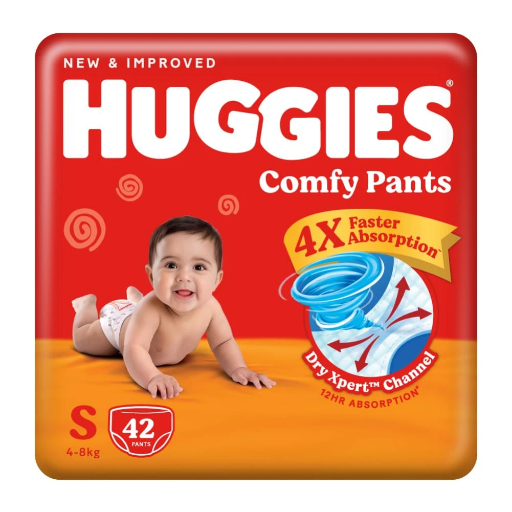 Huggies Comfy Pants Baby Diaper, Small (S) - 42, Size (4-8 Kgs)