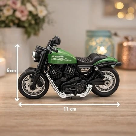 Diecast Metal Bike Toy Pull Back Action Motorcycle Green | Mini Bike for Kids |