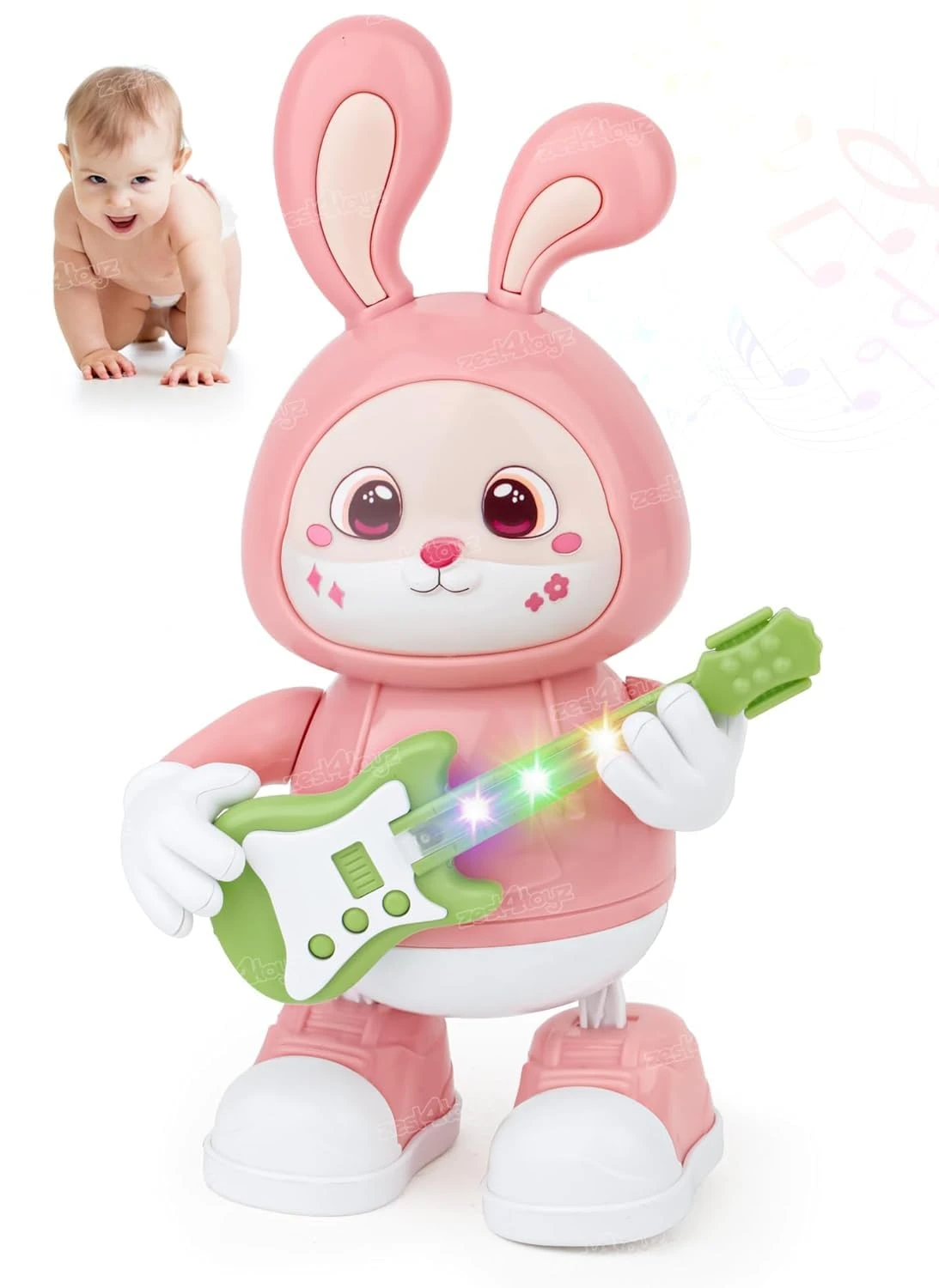 Rabbit Guitarist for Kids | Battery Operated Musical Bunny Color (PINK)