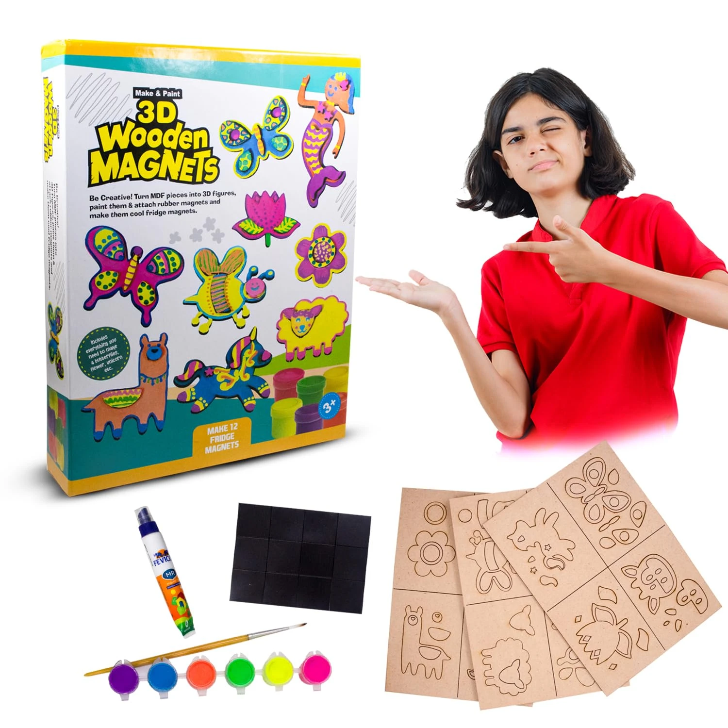3D Wooden Magnets DIY Craft Kit Creative Educational Toy