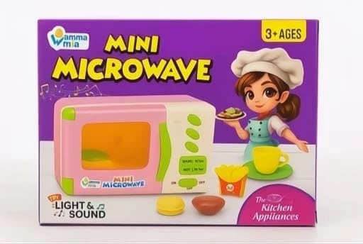 Mini Microwave Pretend Play Kitchen Toy for Kids