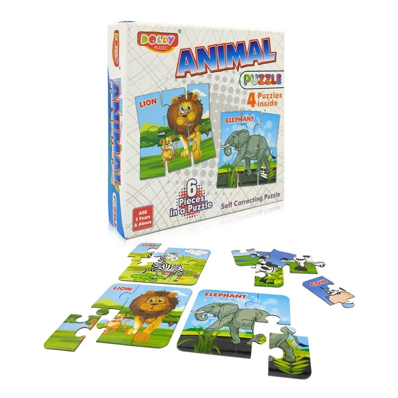 4 in 1 Animal  Puzzle for Kids, 6 Pcs Puzzle for Kids Age Up to 3 Years (Multicolor)