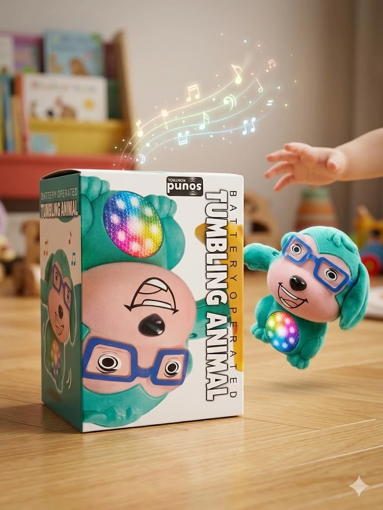 Dancing Panda Musical Toy , LED Lights, Battery Operated, Yellow and White