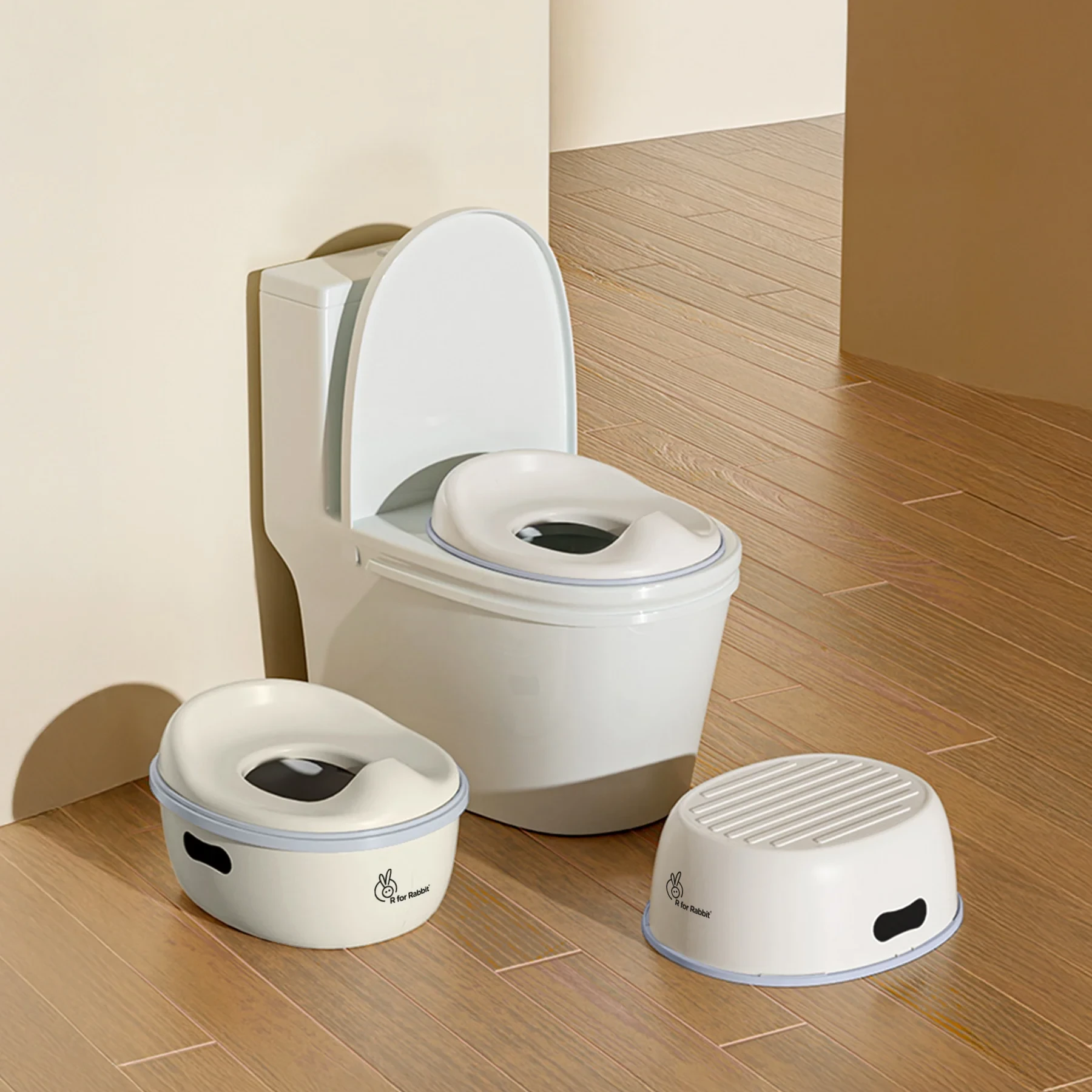 R For Rabbit Tiny Tots Mellow 3-In-1 Convertible Potty Training Seat  - White Grey