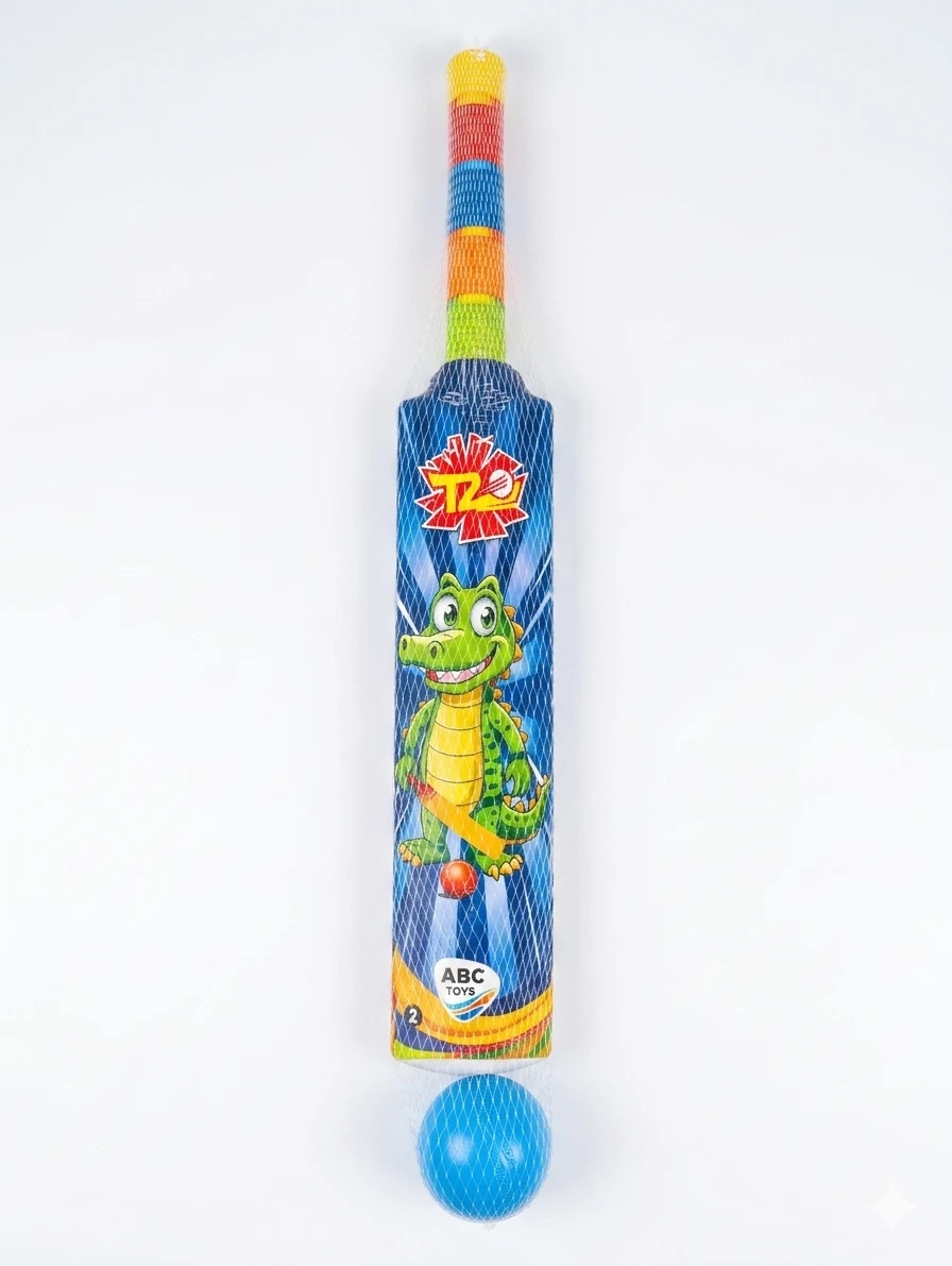 Plastic Cricket Bat with Ball Small (Blue)