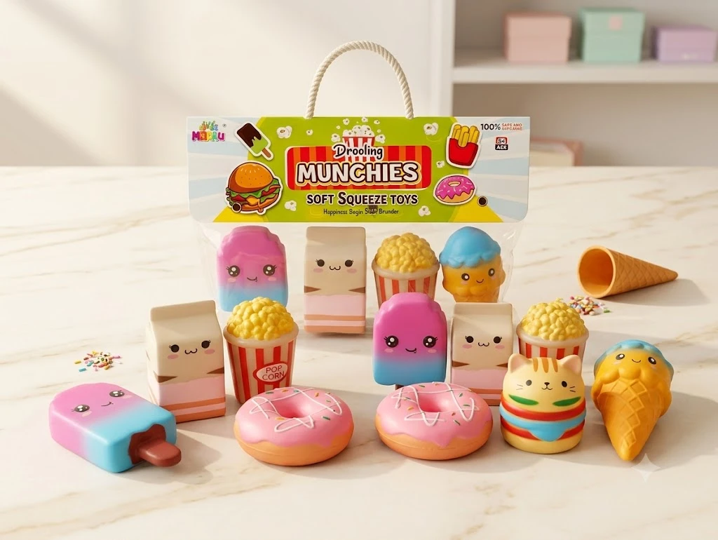 6pcs Slow Rising squishies Squishy Toys Jumbo squishies, Hamburger Popcorn Cake Ice Cream Pizza Kawaii Squishy Toys