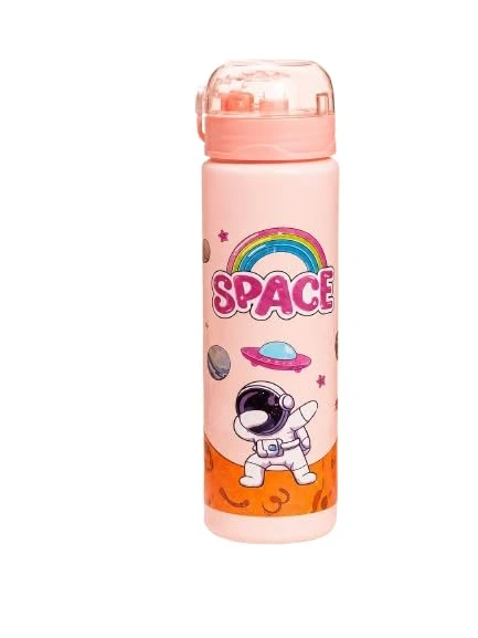 Space Theme Water Bottle, Pink, Astronaut Print