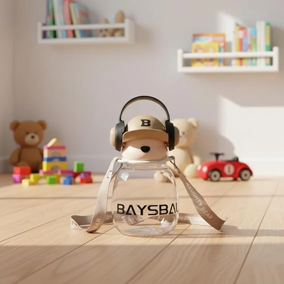 Urban Explorer Bear Water Bottle, 600ml for Kids  Color-( Beige)