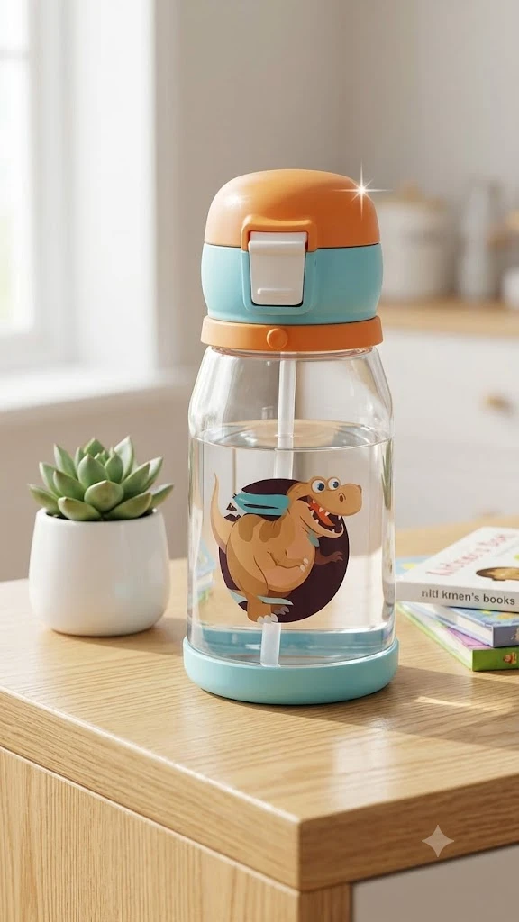 DinoSip Water Bottle For Kids-500 ml –( Vibrant Orange & Blue)
