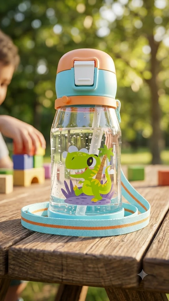 DinoSip Water Bottle For Kids -500ml –( Vivid Orange & Aqua Blue)