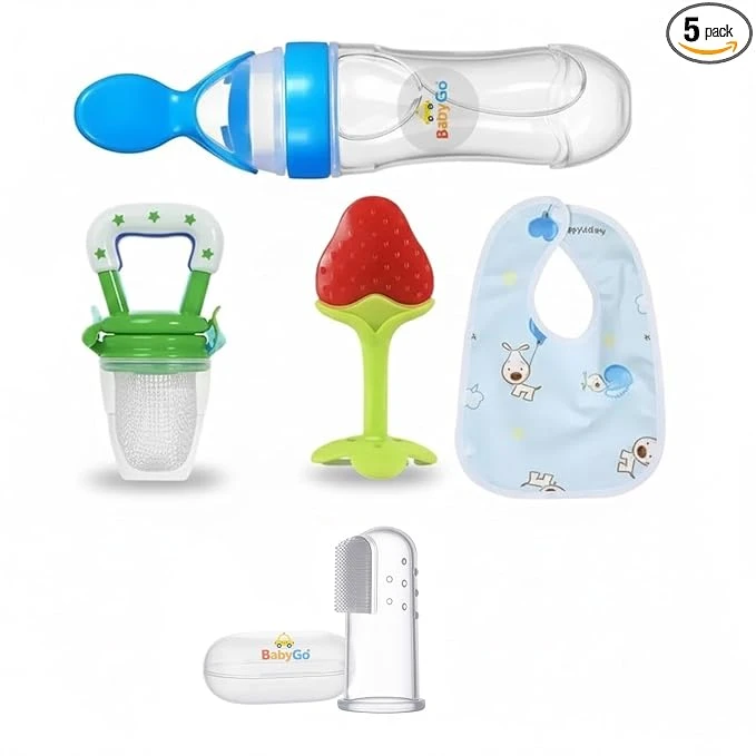 BabyGo Complete Baby Feeding Combo Set of 5 (Multicolor) |
