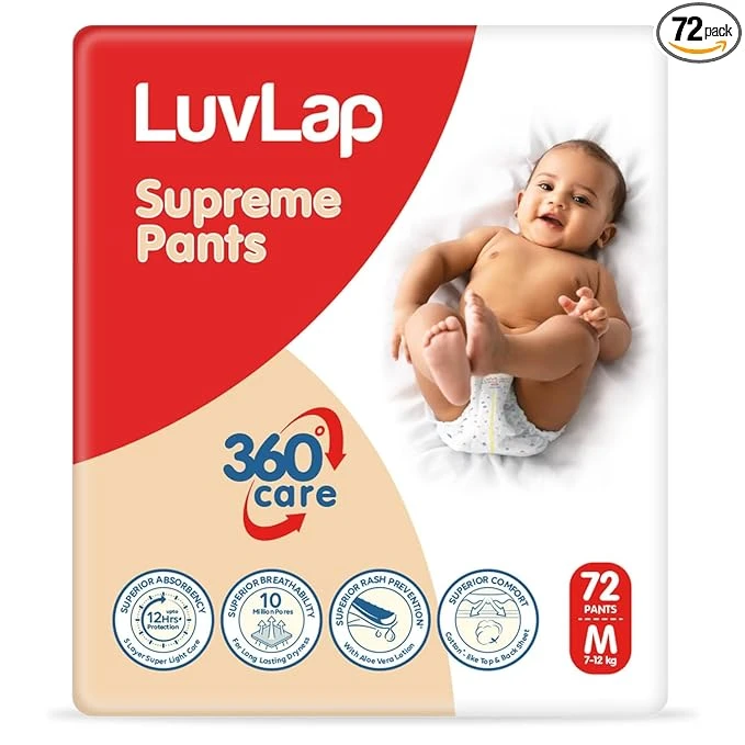 LuvLap Supreme Diaper Pants Medium (M) - 72 Pcs