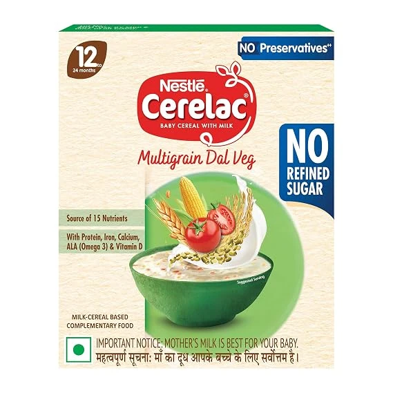 CERELAC Baby Food Cereal | No Refined Sugar  Multigrain Dal Veg - 300g